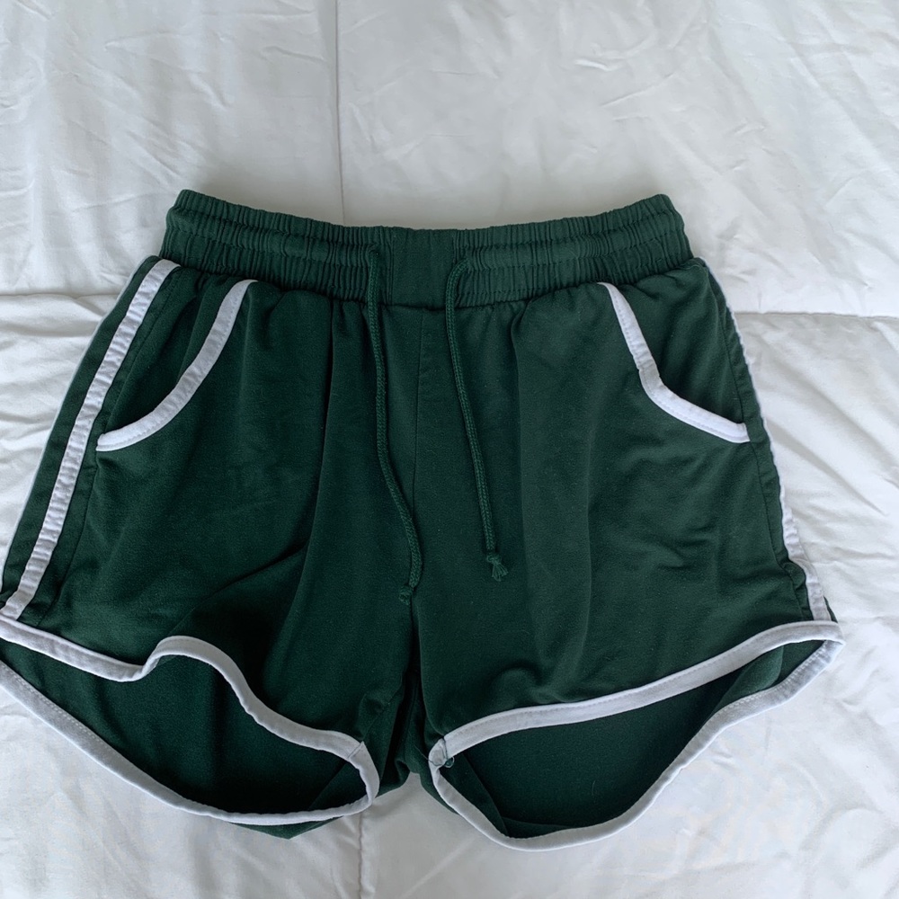 Green and White Cotton Shorts